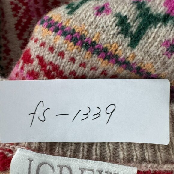 J. Crew Puff‎ Sleeve Fair Isle Crewneck Sweater Large Lambswool Blend FS-1339 - Picture 2 of 9